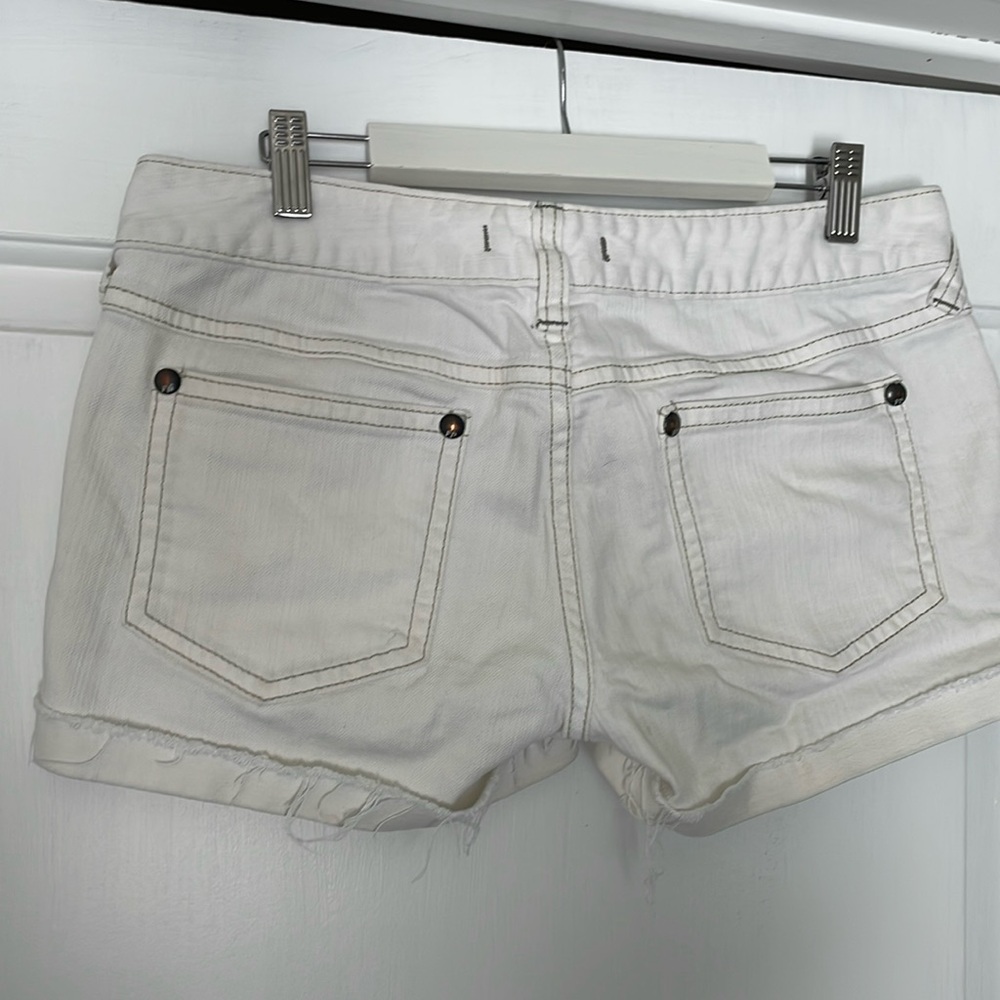 Free People white denim shorts